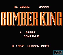 Title screen of the game Bomber King on Nintendo NES