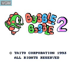 Title screen of the game Bubble Bobble 2 on Nintendo NES