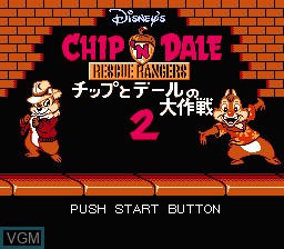Title screen of the game Chip to Dale no Daisakusen 2 on Nintendo NES