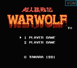 Title screen of the game Choujinrou Senki Warwolf on Nintendo NES