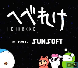 Title screen of the game Hebereke on Nintendo NES