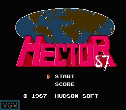 Title screen of the game Hector '87 on Nintendo NES