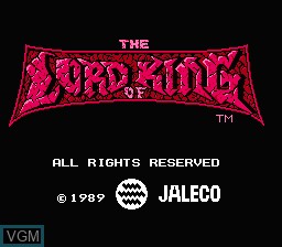 Title screen of the game Lord of King, The on Nintendo NES