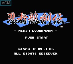 Title screen of the game Ninja Ryuukenden on Nintendo NES