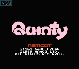 Title screen of the game Quinty on Nintendo NES