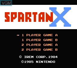 Title screen of the game Spartan X on Nintendo NES