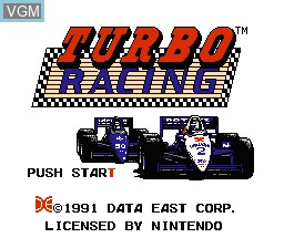 Title screen of the game Turbo Racing on Nintendo NES