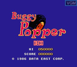 Title screen of the game Buggy Popper on Nintendo NES
