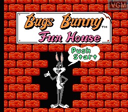 Title screen of the game Bugs Bunny Fun House on Nintendo NES
