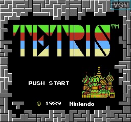 Title screen of the game Tetris on Nintendo NES