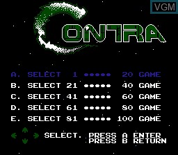 Title screen of the game 100-in-1 Contra Function 16 on Nintendo NES