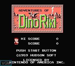 Title screen of the game Adventures of Dino Riki on Nintendo NES
