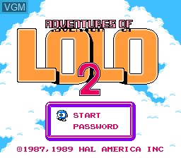 Title screen of the game Adventures of Lolo 2 on Nintendo NES