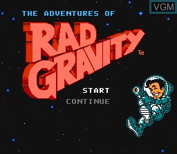 Title screen of the game Adventures of Rad Gravity, The on Nintendo NES