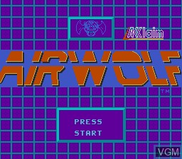 Title screen of the game Airwolf on Nintendo NES