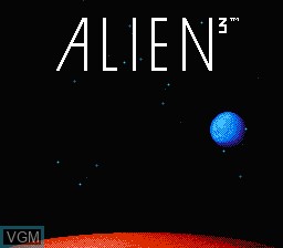 Title screen of the game Alien 3 on Nintendo NES
