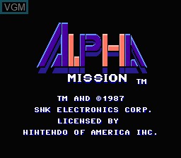 Title screen of the game Alpha Mission on Nintendo NES