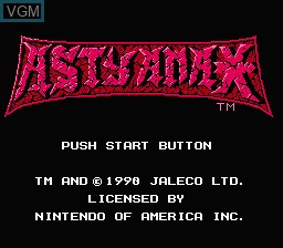 Title screen of the game Astyanax on Nintendo NES