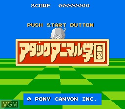 Title screen of the game Attack Animal Gakuen on Nintendo NES