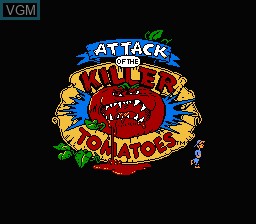 Title screen of the game Attack of the Killer Tomatoes on Nintendo NES