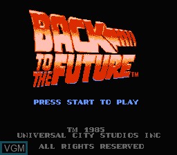 Title screen of the game Back to the Future on Nintendo NES