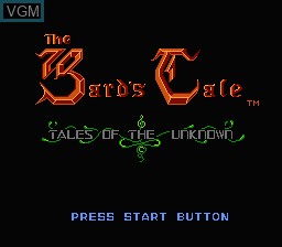 Title screen of the game Bard's Tale, The on Nintendo NES