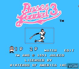 Title screen of the game Bases Loaded 3 on Nintendo NES