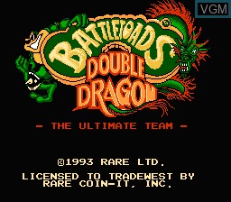 Title screen of the game Battletoads & Double Dragon on Nintendo NES