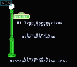 Title screen of the game Sesame Street - Big Bird's Hide & Speak on Nintendo NES