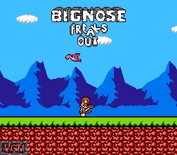 Title screen of the game Big Nose Freaks Out on Nintendo NES