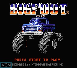 Title screen of the game Bigfoot on Nintendo NES