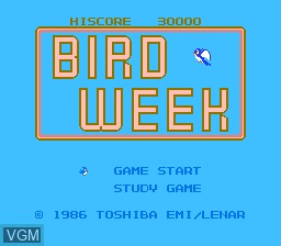 Title screen of the game Bird Week on Nintendo NES