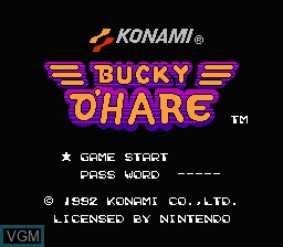 Title screen of the game Bucky O'Hare on Nintendo NES