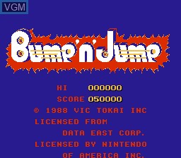 Title screen of the game Bump 'n' Jump on Nintendo NES
