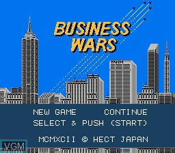 Title screen of the game Business Wars on Nintendo NES