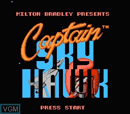 Title screen of the game Captain Skyhawk on Nintendo NES