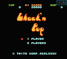 Title screen of the game Chack'n Pop on Nintendo NES