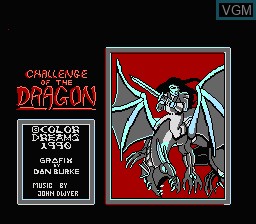 Title screen of the game Challenge of the Dragon on Nintendo NES