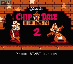 Title screen of the game Chip 'n Dale - Rescue Rangers 2 on Nintendo NES