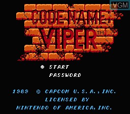 Title screen of the game Code Name - Viper on Nintendo NES