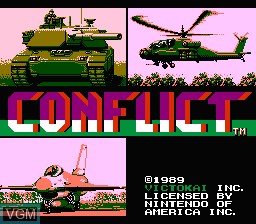 Title screen of the game Conflict on Nintendo NES