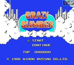 Title screen of the game Crazy Climber on Nintendo NES