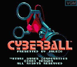 Title screen of the game Cyberball on Nintendo NES
