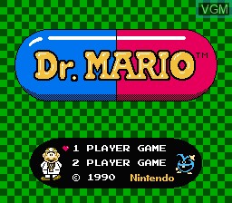Title screen of the game Dr. Mario on Nintendo NES