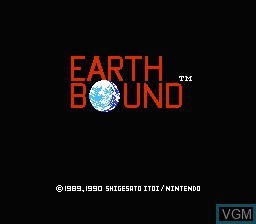 Title screen of the game Earth Bound on Nintendo NES