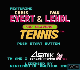 Title screen of the game Top Players' Tennis on Nintendo NES