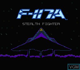 Title screen of the game F-117A Stealth Fighter on Nintendo NES