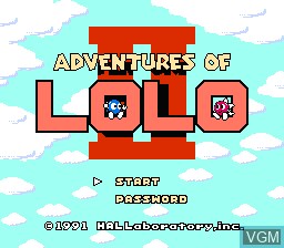 Title screen of the game Adventures of Lolo II on Nintendo NES