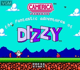Title screen of the game Dizzy the Adventurer on Nintendo NES