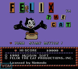Title screen of the game Felix the Cat on Nintendo NES